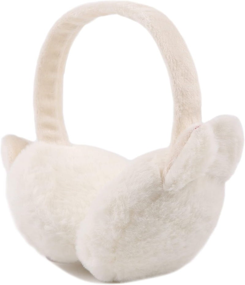 Peecabe Winter Kids Earmuffs Warm Girl Ear Muffs For Toddler Kid Children Earmuff with Cat Ears Girls Ear Warmer (White Bunny) - Image 1